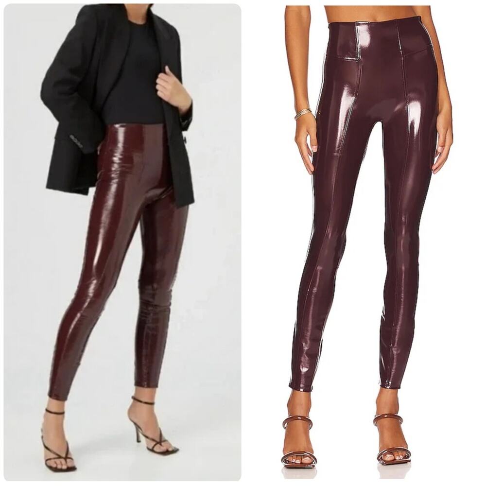 Spanx Faux Patent Leather Leggings in Ruby